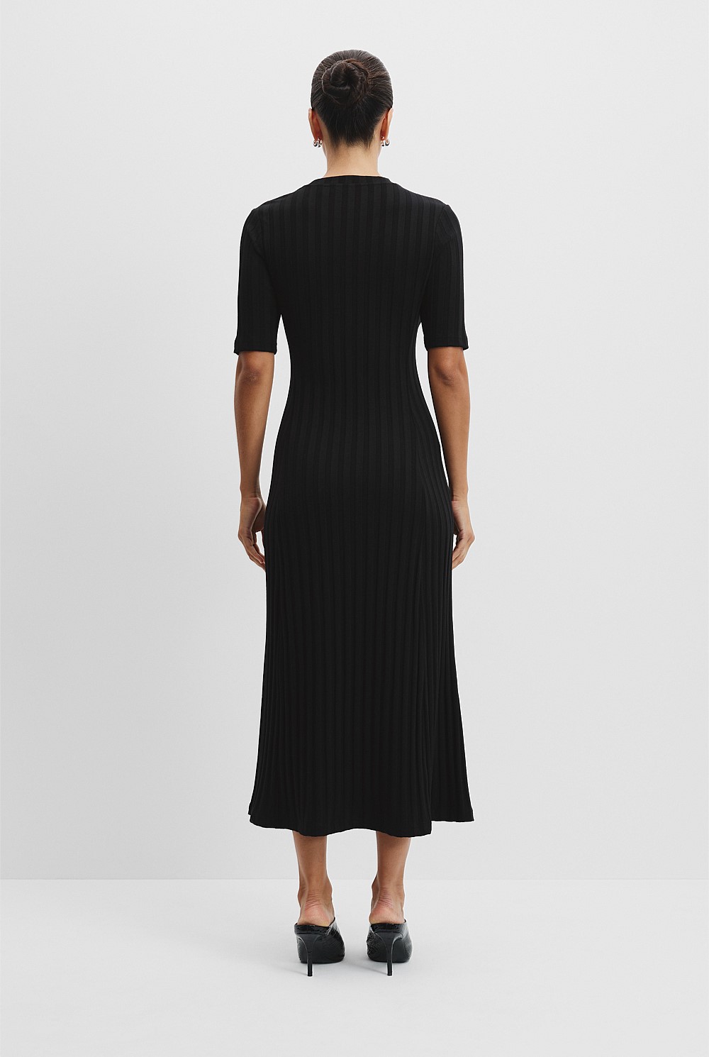 Black Rib Midi Dress - Knitwear | Country Road