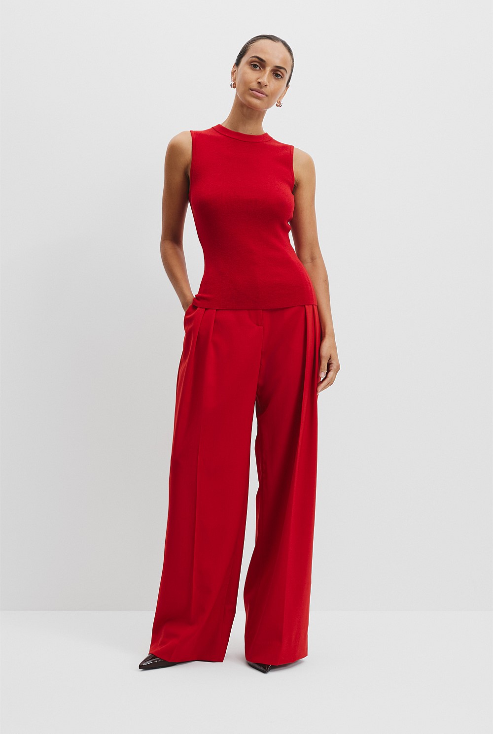 Cherry Australian Merino Wool Silk Tank - Knitwear | Country Road
