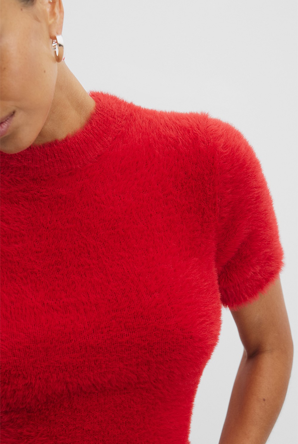 トップス S fluffy knit tops Fuzzy Knit Cropped Sweater