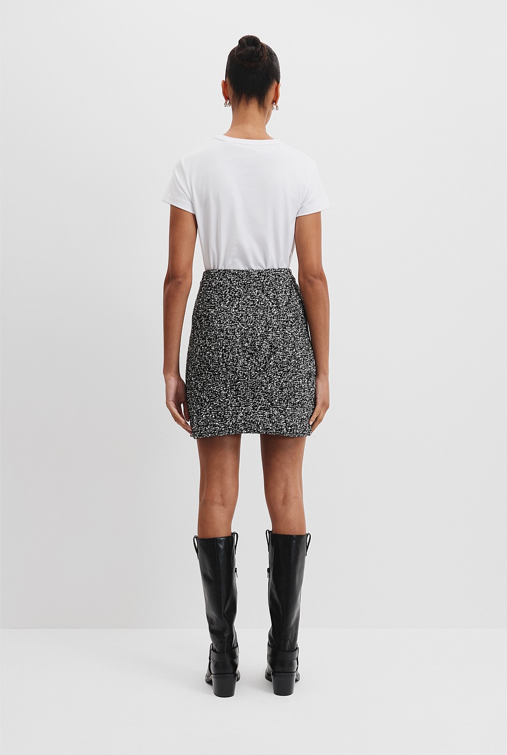 Black Marle Tweed Knit Mini Skirt - Work | Country Road