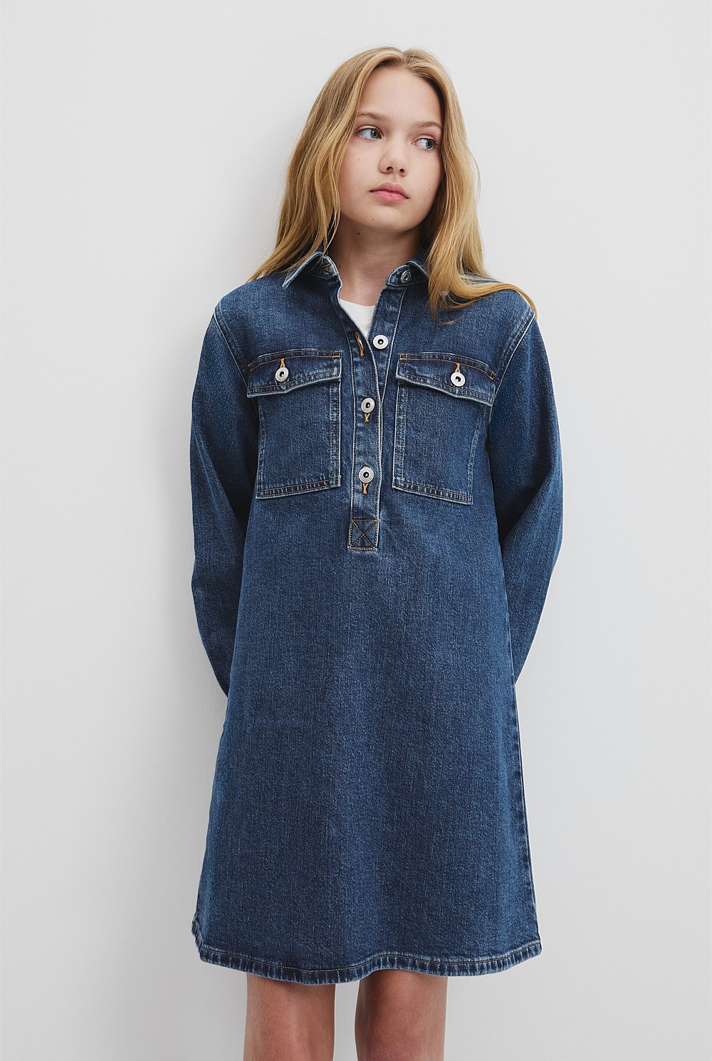 white christmas dresses Houser Mini Dress | Denim | Womens main image 1