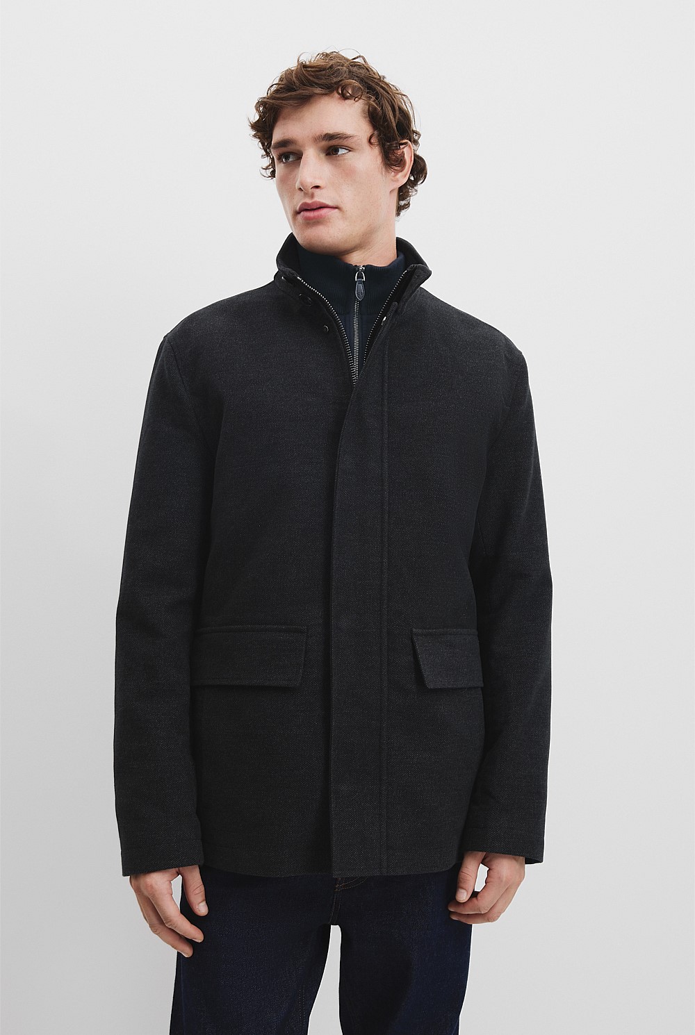 Graphite Moleskin Funnel Neck Jacket - Jackets & Coats | Country Road