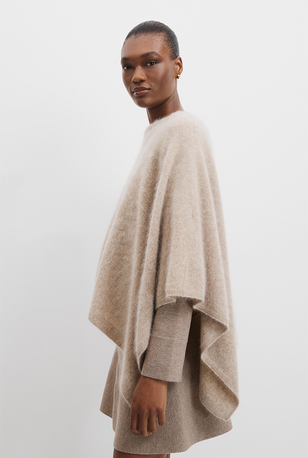 Taupe Marle Brushed Cashmere Wrap - Hats, Scarves & Gloves