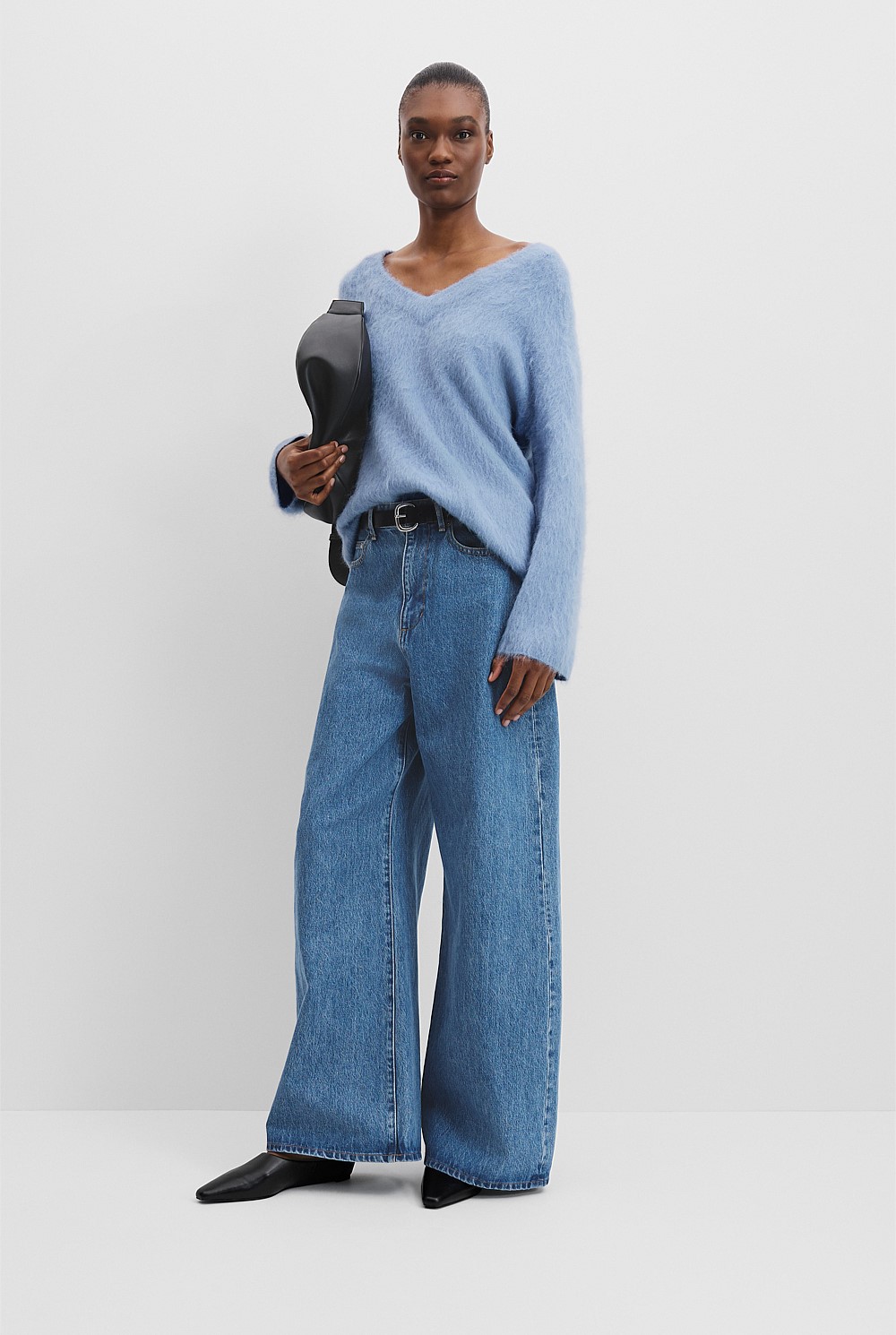 Steel Blue High Pile Sweater - Knitwear | Country Road