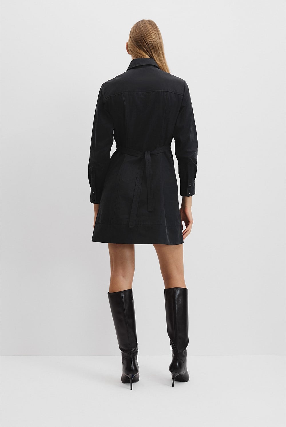 Black Zip Long Sleeve Mini Dress - Dresses | Country Road