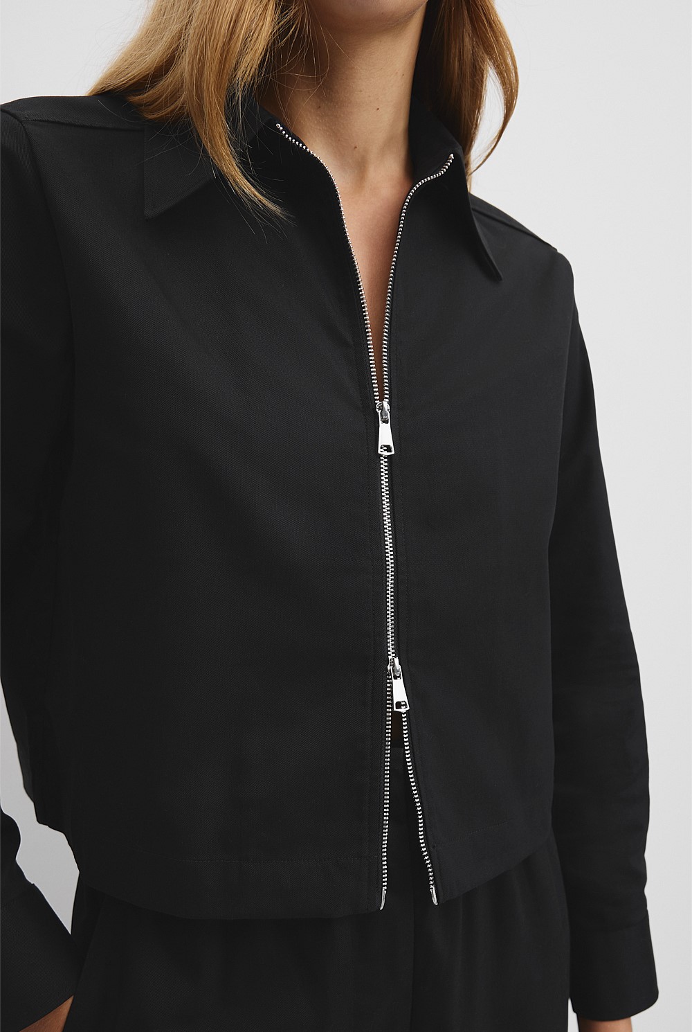 Black Zip-Through Crop Shirt - Jackets & Coats | Country Road