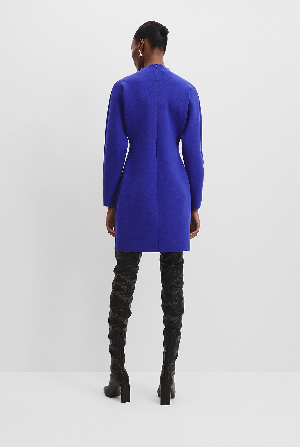Deep Blue Compact Wool Knit Dress - Knitwear | Country Road