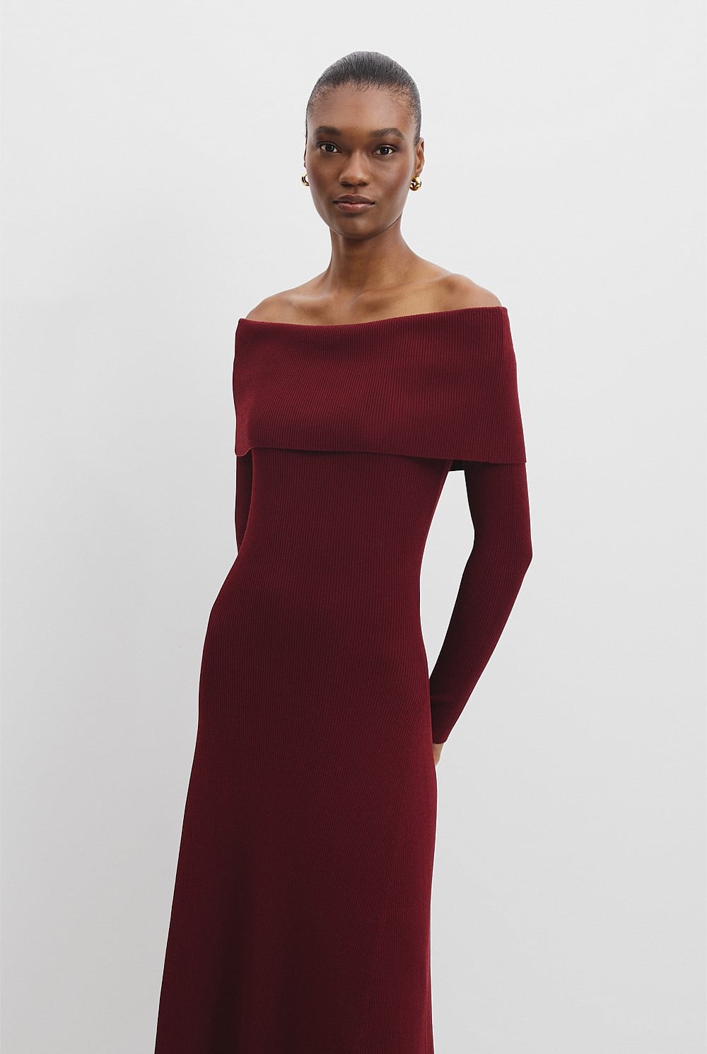 Rosewood Off-Shoulder Knit Dress - Dresses | Country Road