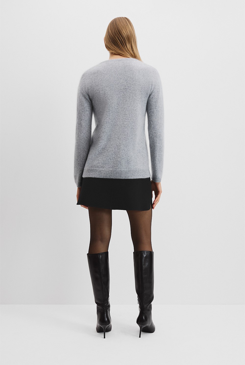 Light Grey Marle Cashmere V-Neck Knit - Knitwear | Country Road