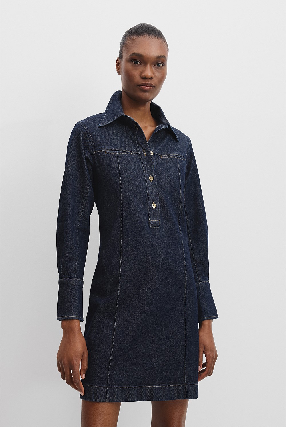 Indigo Rinse Long Sleeve Denim Mini Dress - Dresses | Country Road