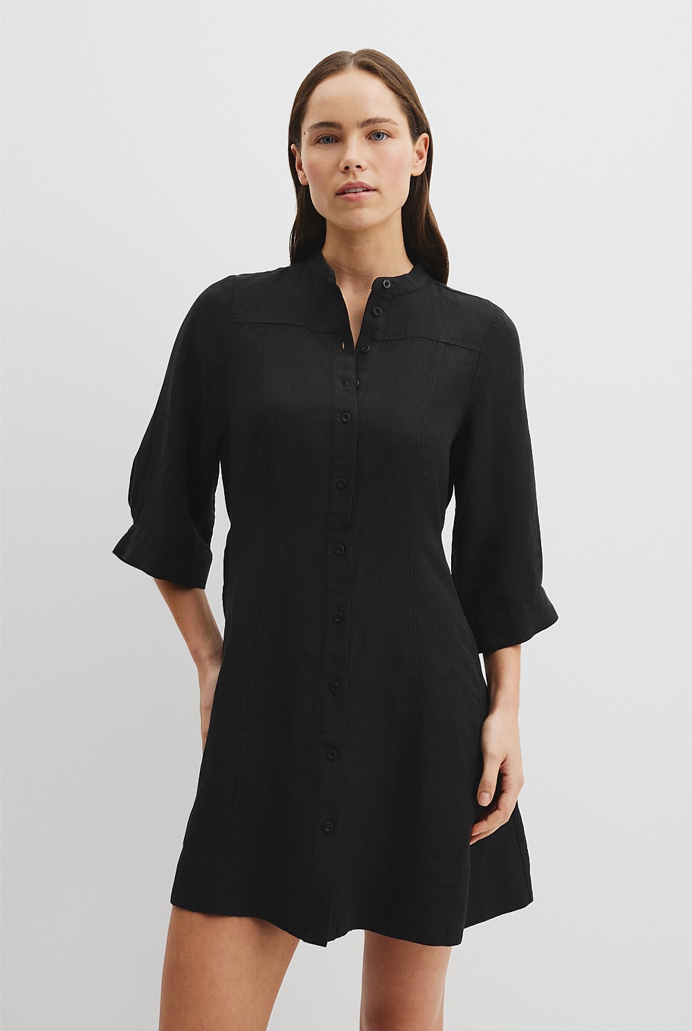 Black Linen Shirt Mini Dress - Dresses | Country Road