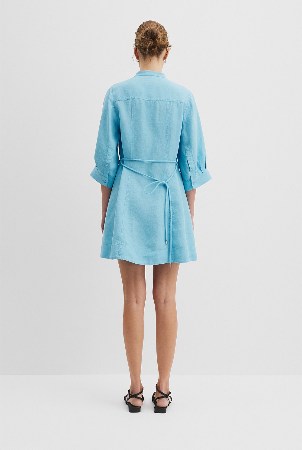 Sea Blue Linen Shirt Mini Dress - Holiday | Country Road
