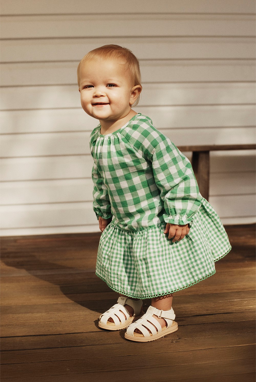 knee length dresses for ladies Pinkblush Olive Gingham Long Sleeve Maternity Midi Dress Small