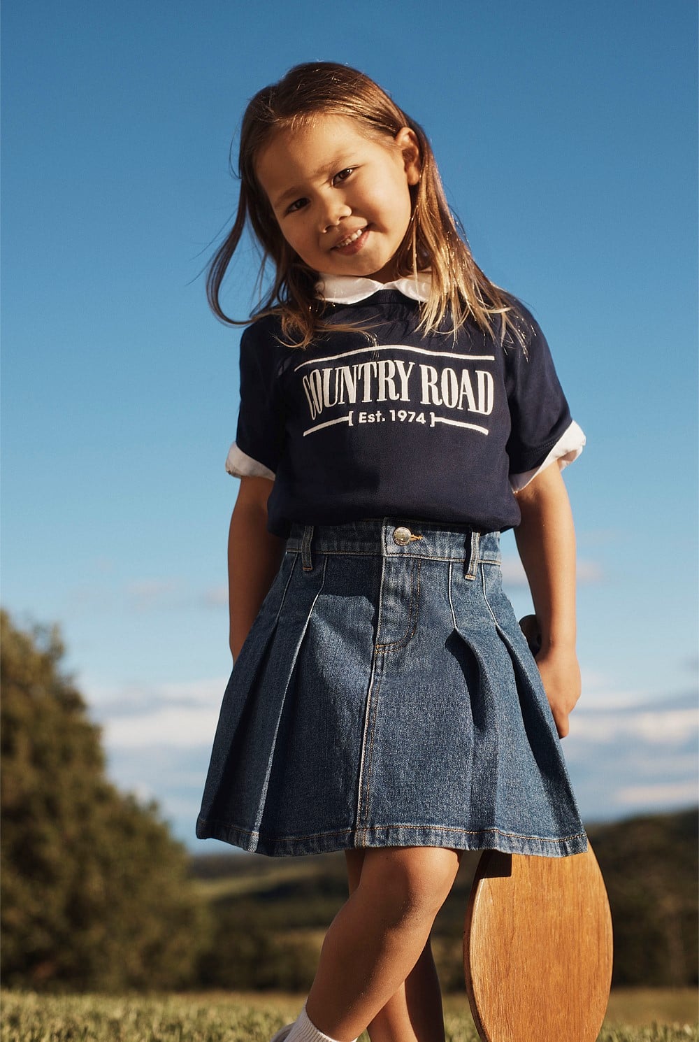 Indigo Denim Pleat Skirt - Denim & Jeans | Country Road