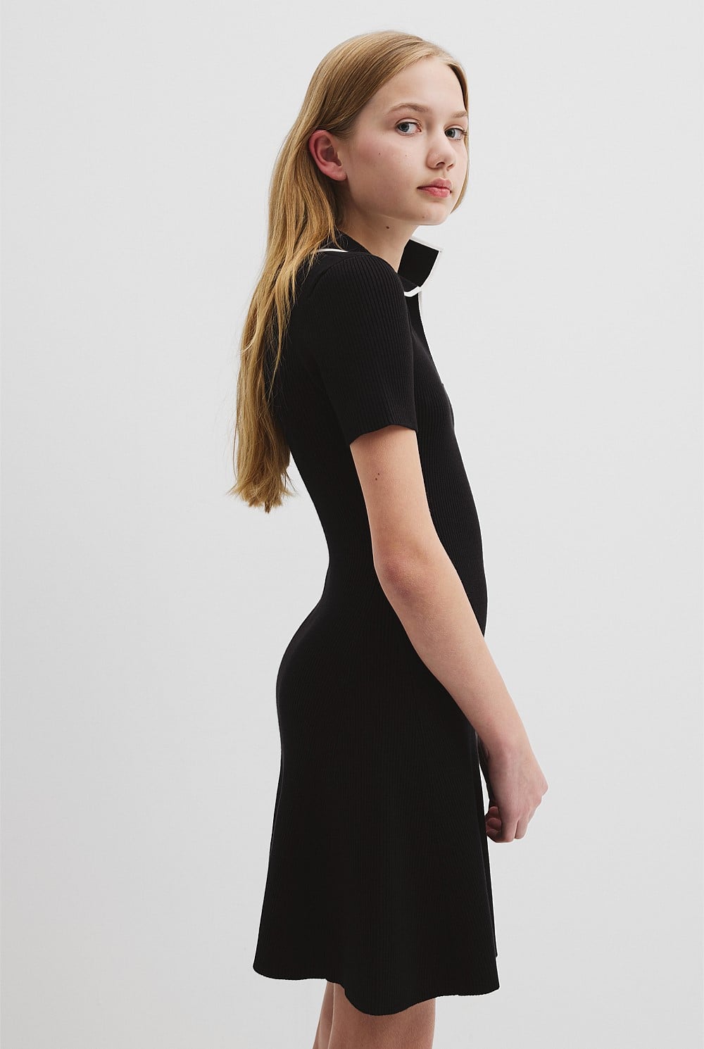Black Knit Polo Mini Dress - Dresses | Country Road