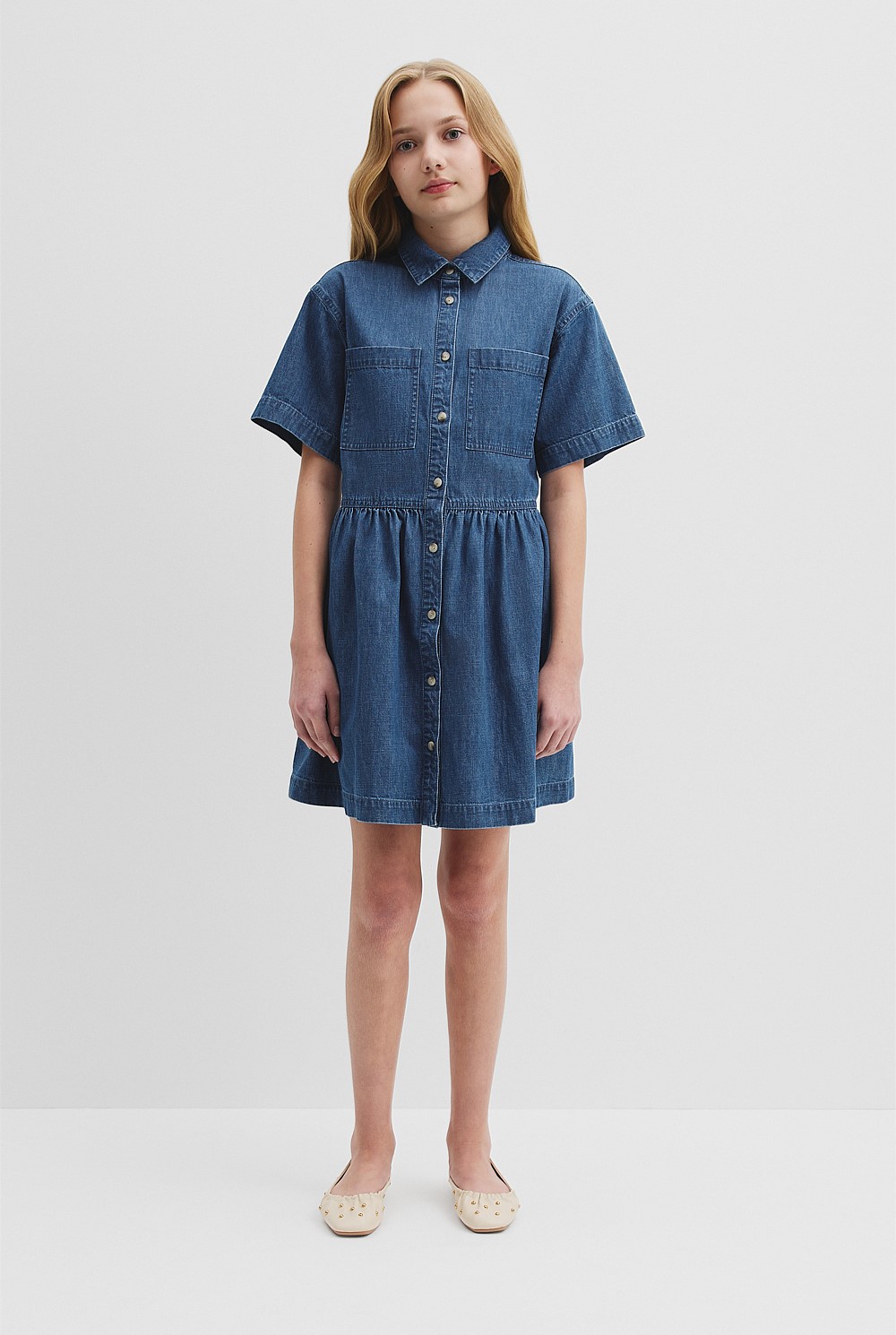 knee length dresses for ladies Boho Trail Chambray Mini Dress – VICI main image 1