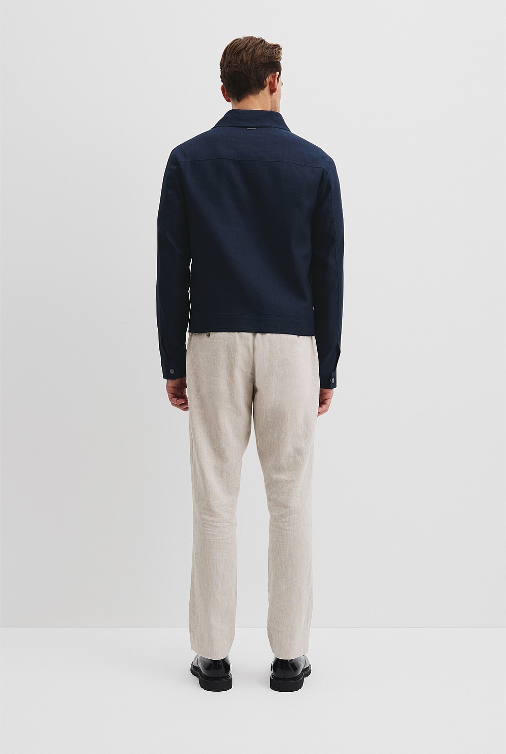 Navy Cotton Linen Zip Through Jacket - Jackets & Coats | Country Road