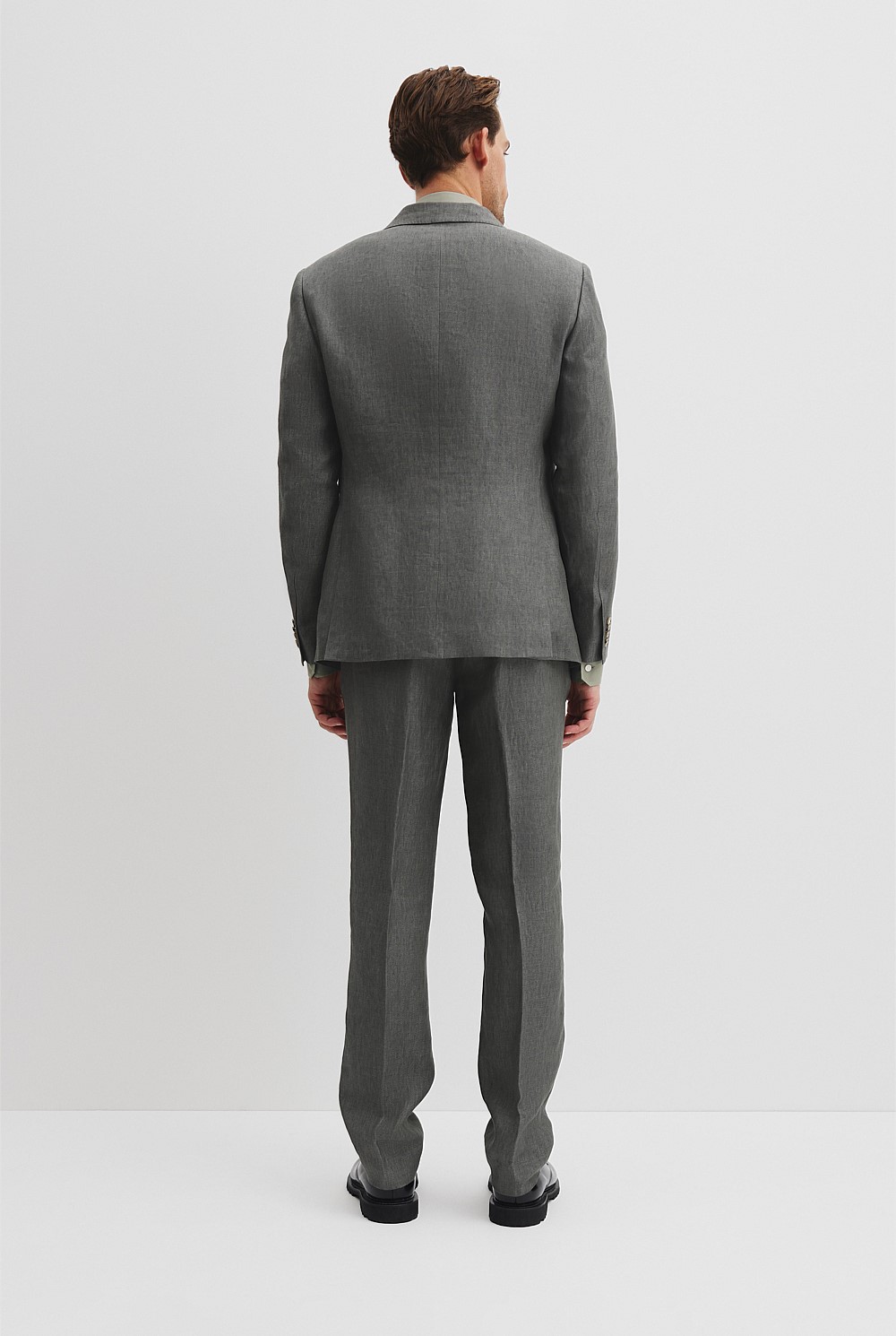 Moss Grey Regular Fit Linen Single Breasted Jacket - The Office