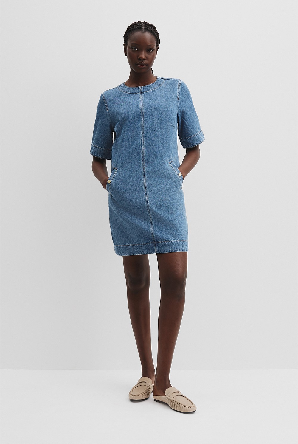 Mid Blue Wash Denim Mini Dress - Holiday | Country Road