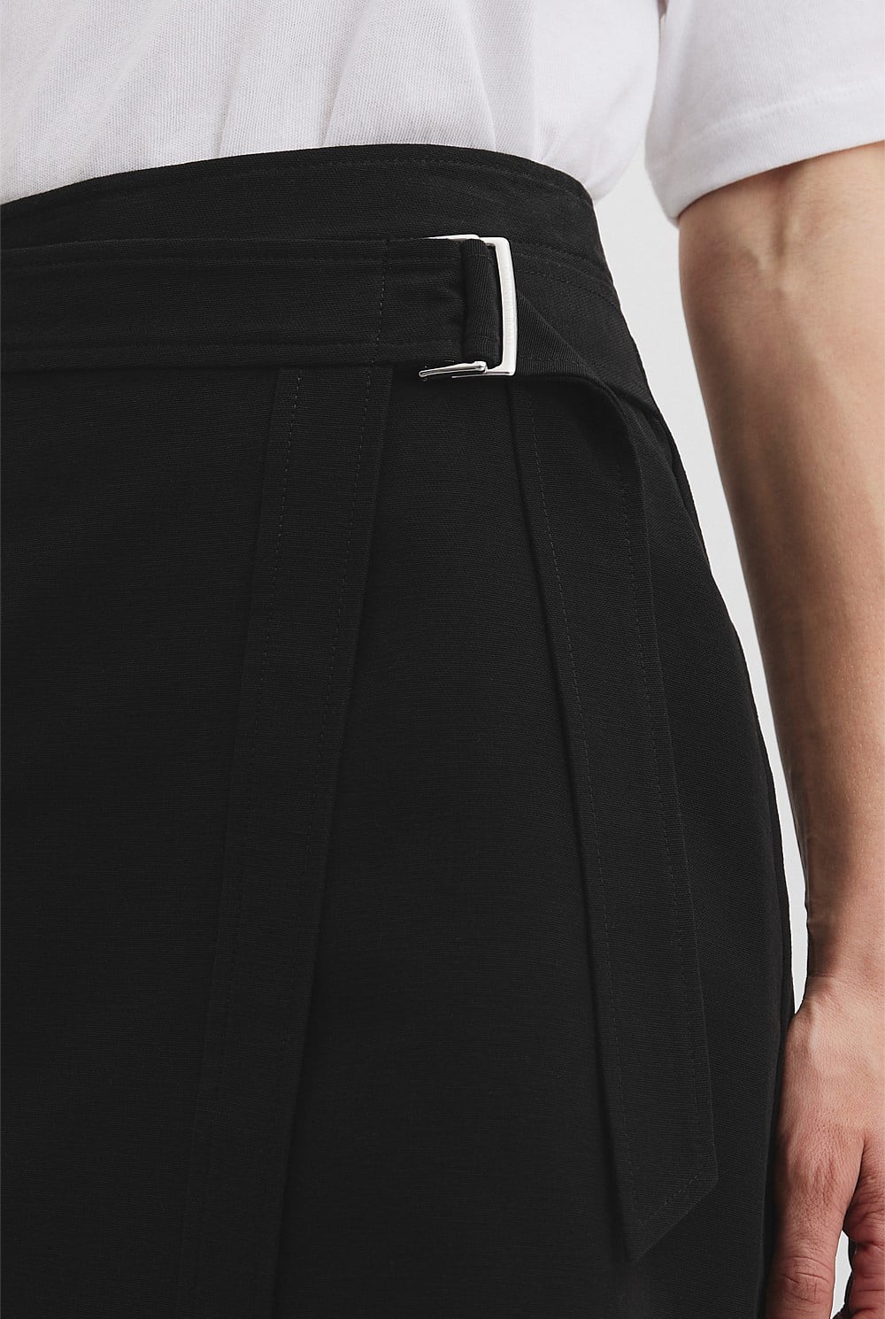 Black Cotton Wrap Mini Skirt - Skirts | Country Road
