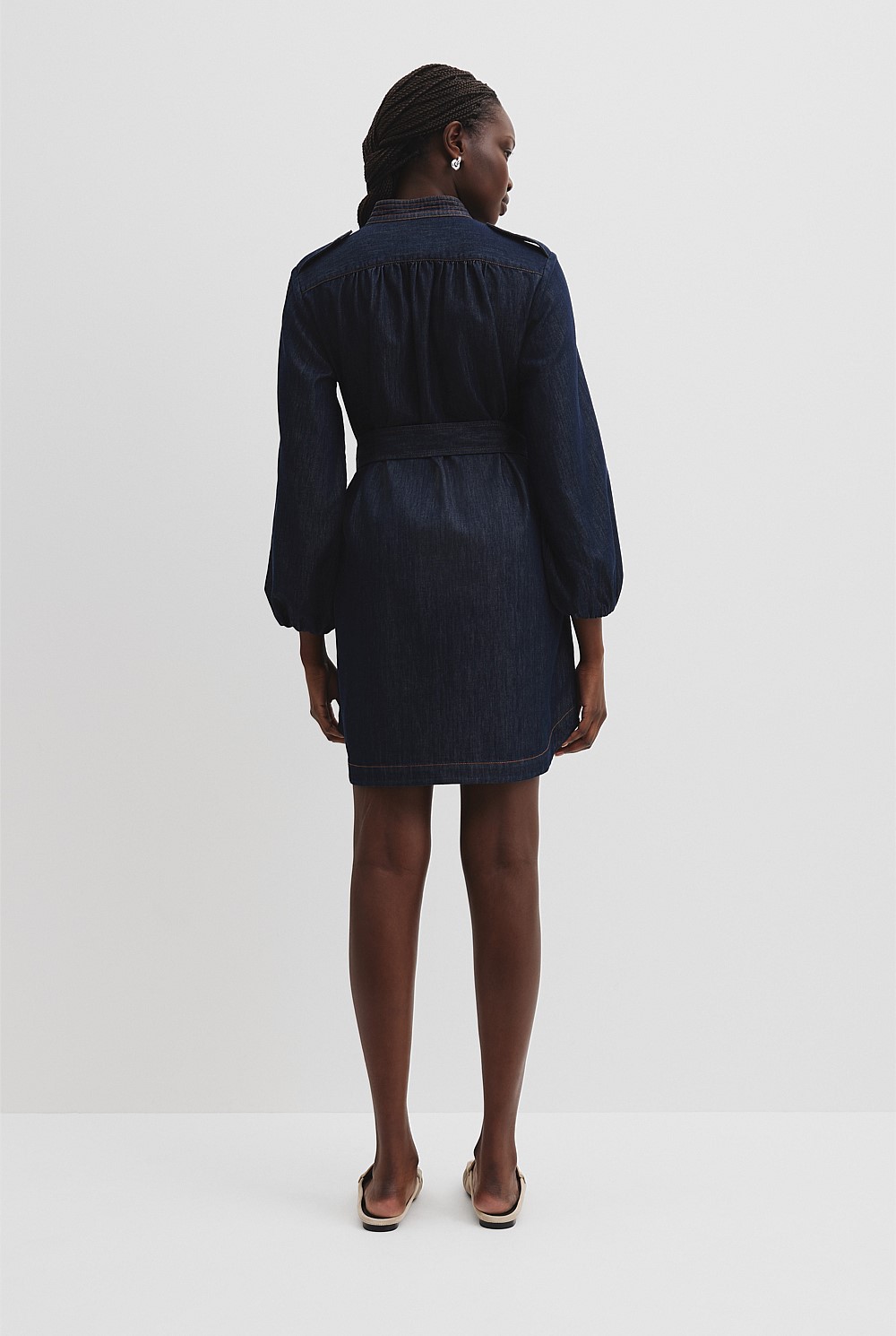 Indigo Rinse Denim Belted Shirt Dress - Dresses | Country Road
