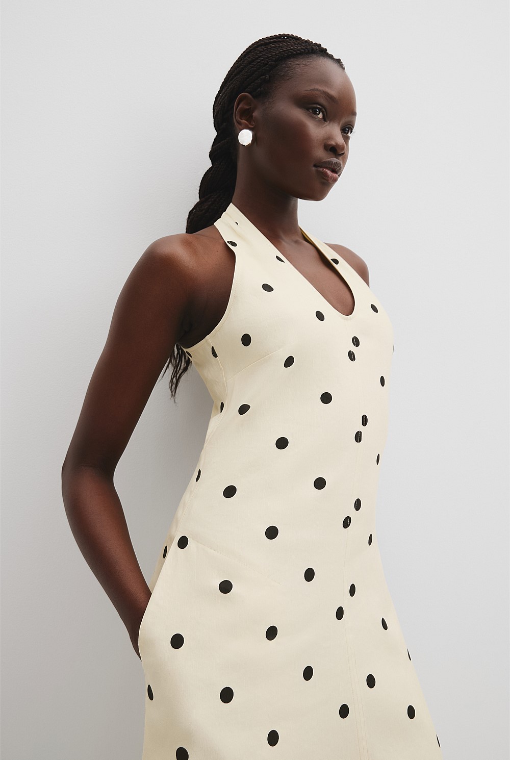 moonchild halter mini dress ivory Baobab Coco Ivory Halter Mini Dress main image 0