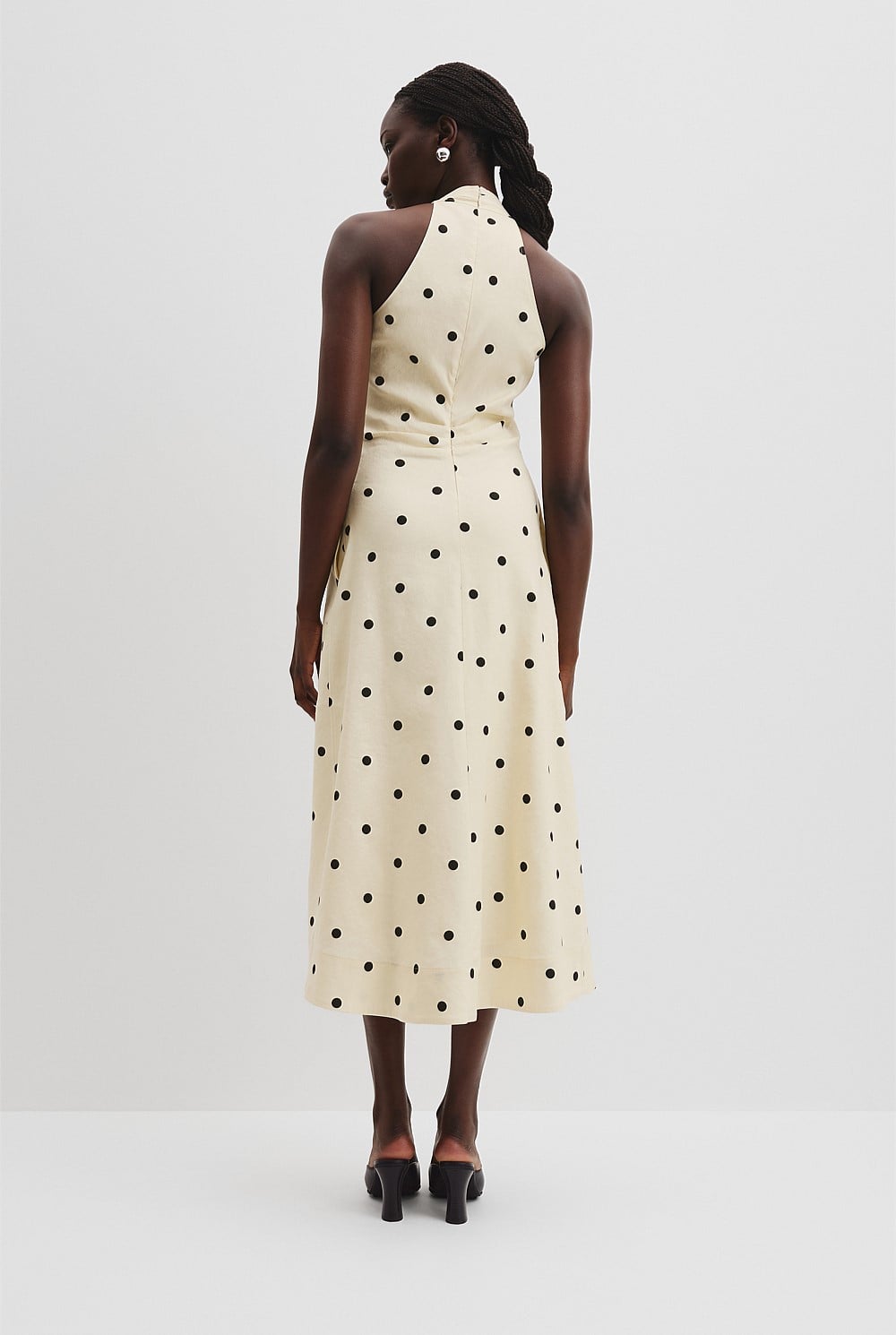 knee length dresses for ladies White & Black Polka Dot Midi Dress - All Dresses