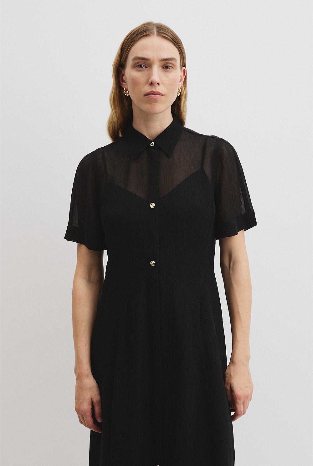 Black Panelled Detail Midi Dress - Holiday | Country Road Black Panelled Detail Midi Dress - Holiday | Country Road