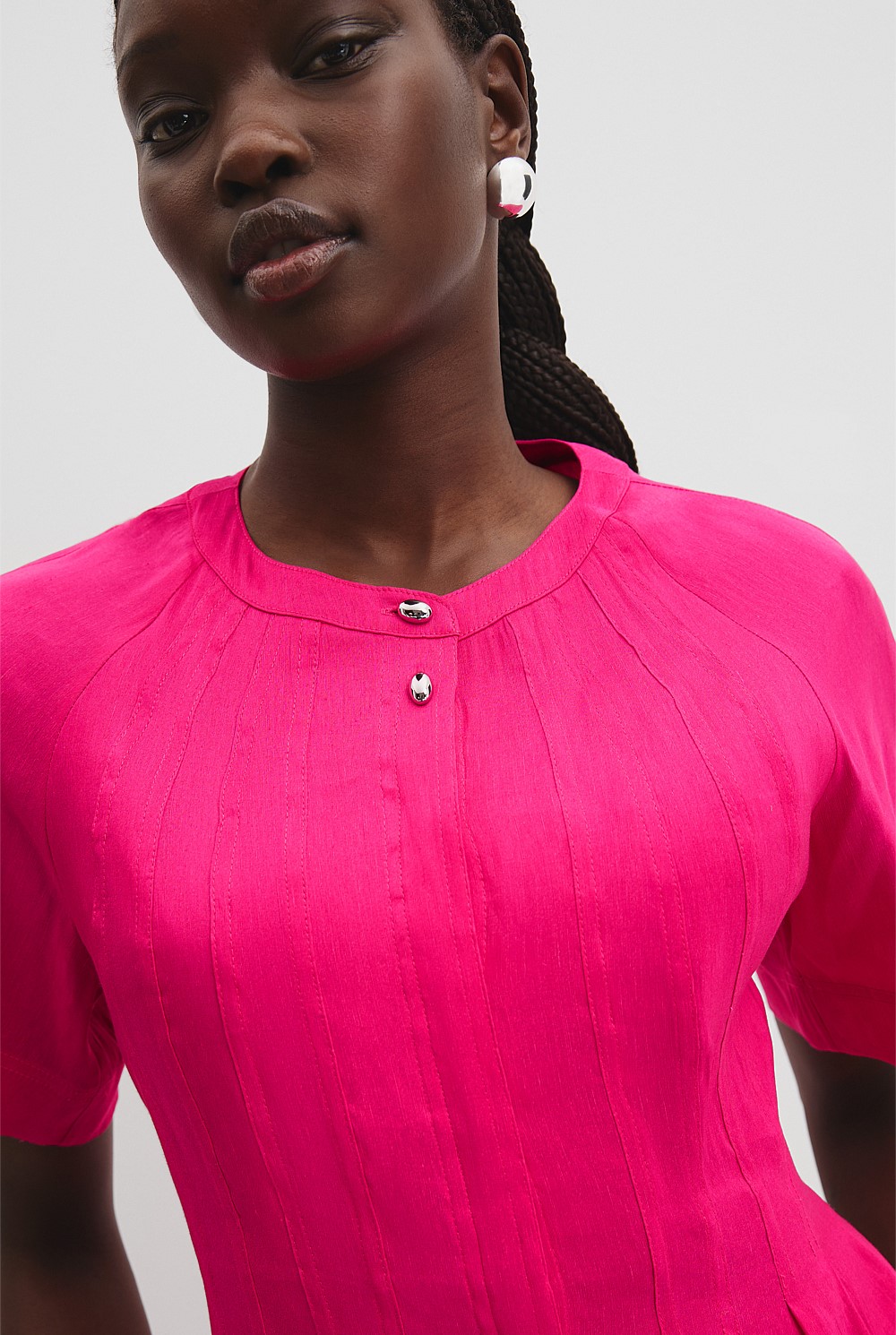 Raspberry Tuck Detail Shirt Dress - Holiday | Country Road
