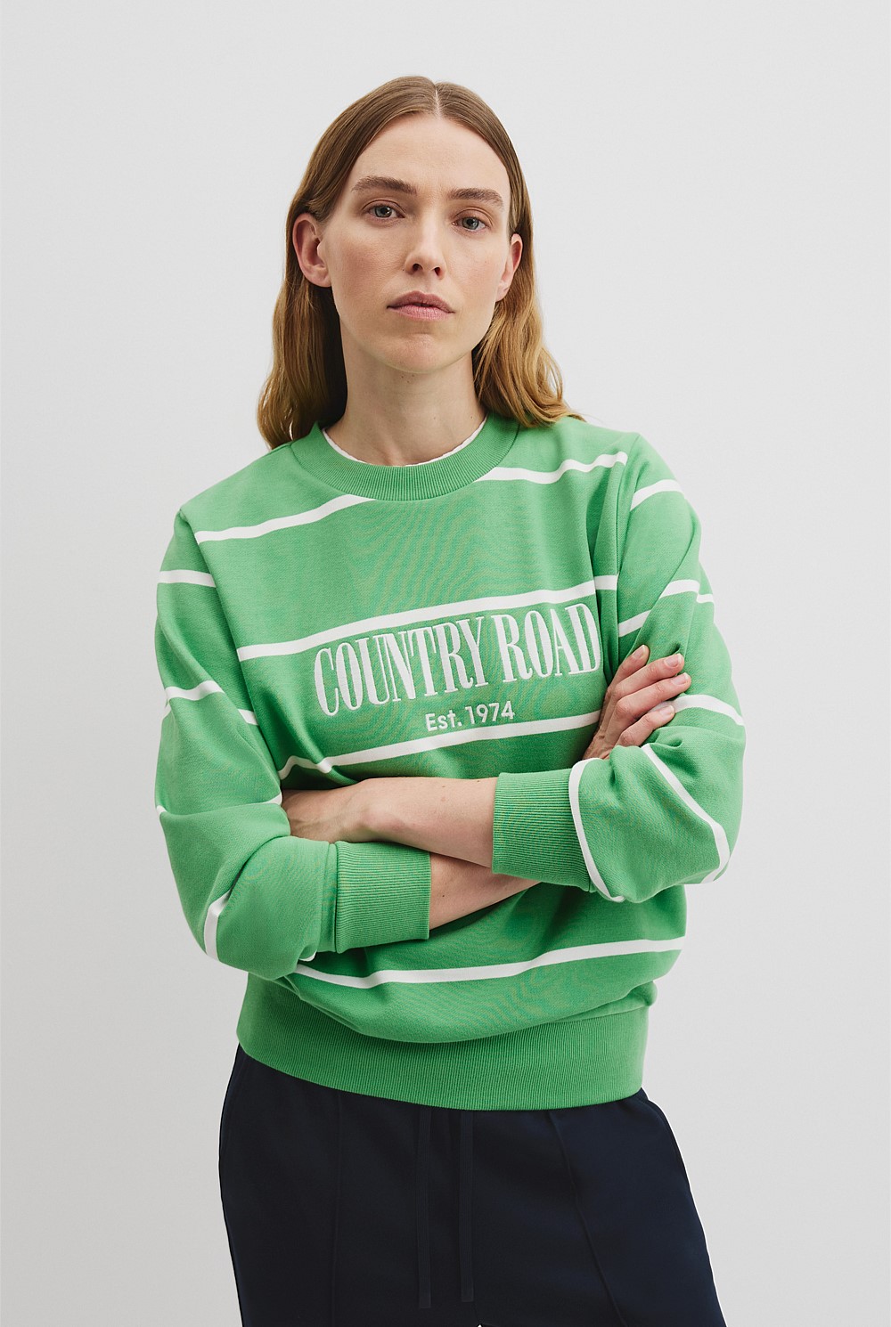 Verified Australian Cotton Stripe Heritage Sweat - Main Image