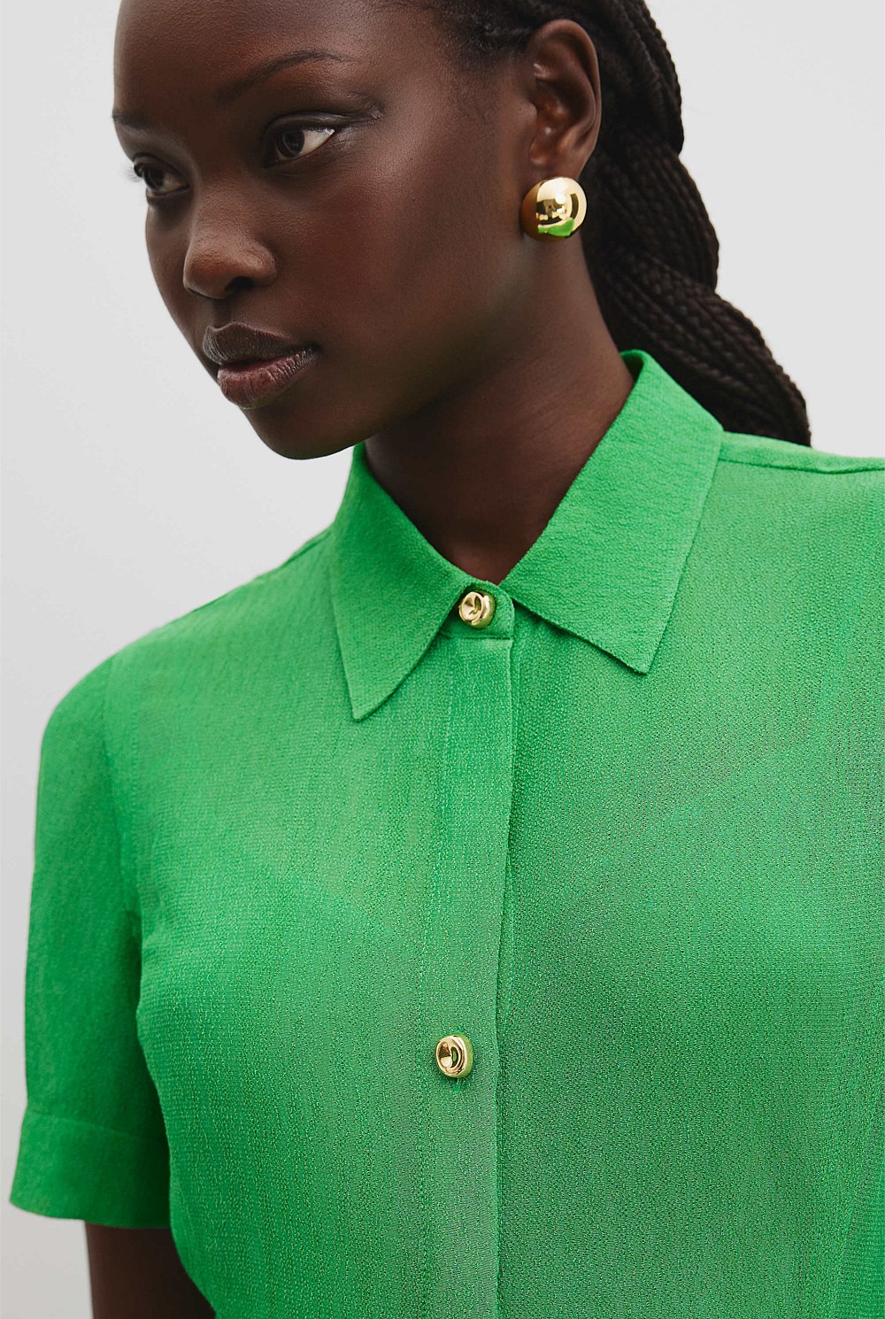 green button up midi dress Green Linen Midi Dress – Vintage Belted Summer Shirt Dress – Xiaolizi main image 0