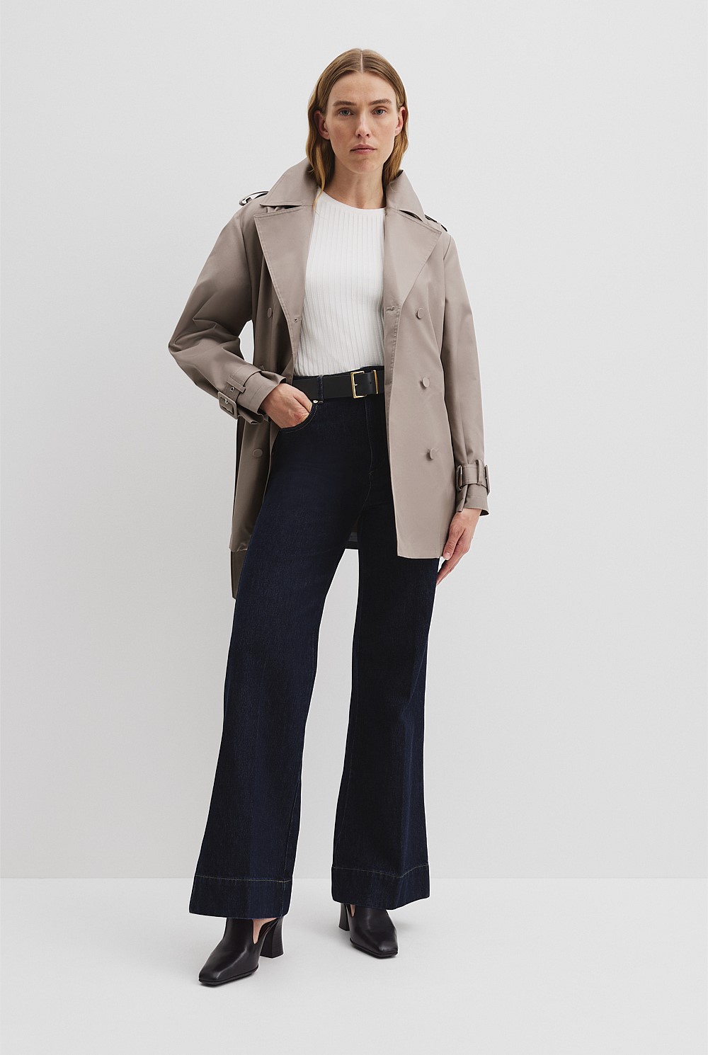 ハーリップトゥ Belted Dress Trench Coat taupe M ハーリップトゥ Belted Dress Trench Coat taupe M