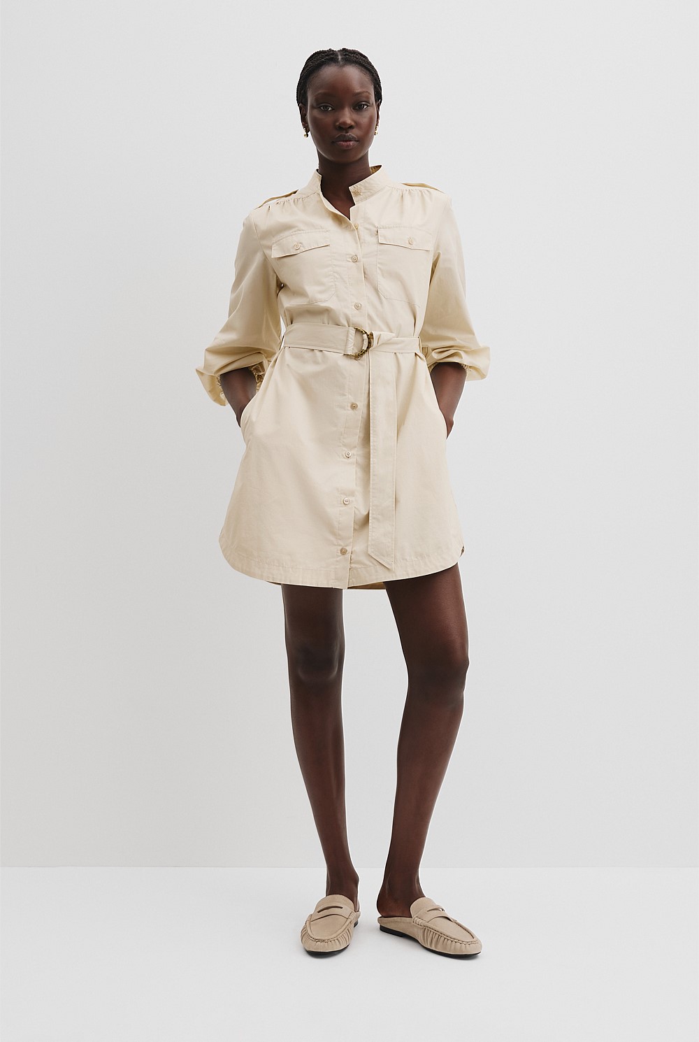 Crema Belted Shirt Dress Australian Grown Country Road