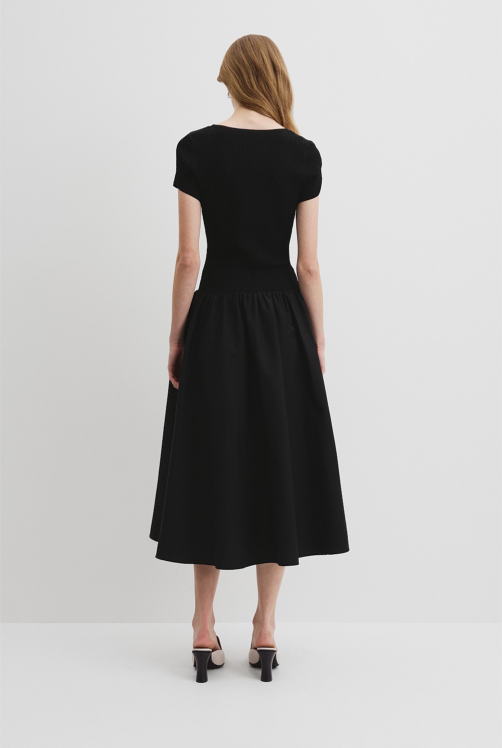 Black Mix Media Midi Knit Dress - Work | Country Road