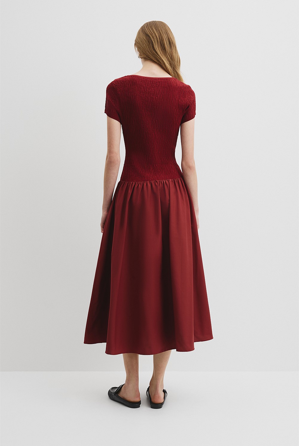 Brick Mix Media Midi Knit Dress - Dresses | Country Road