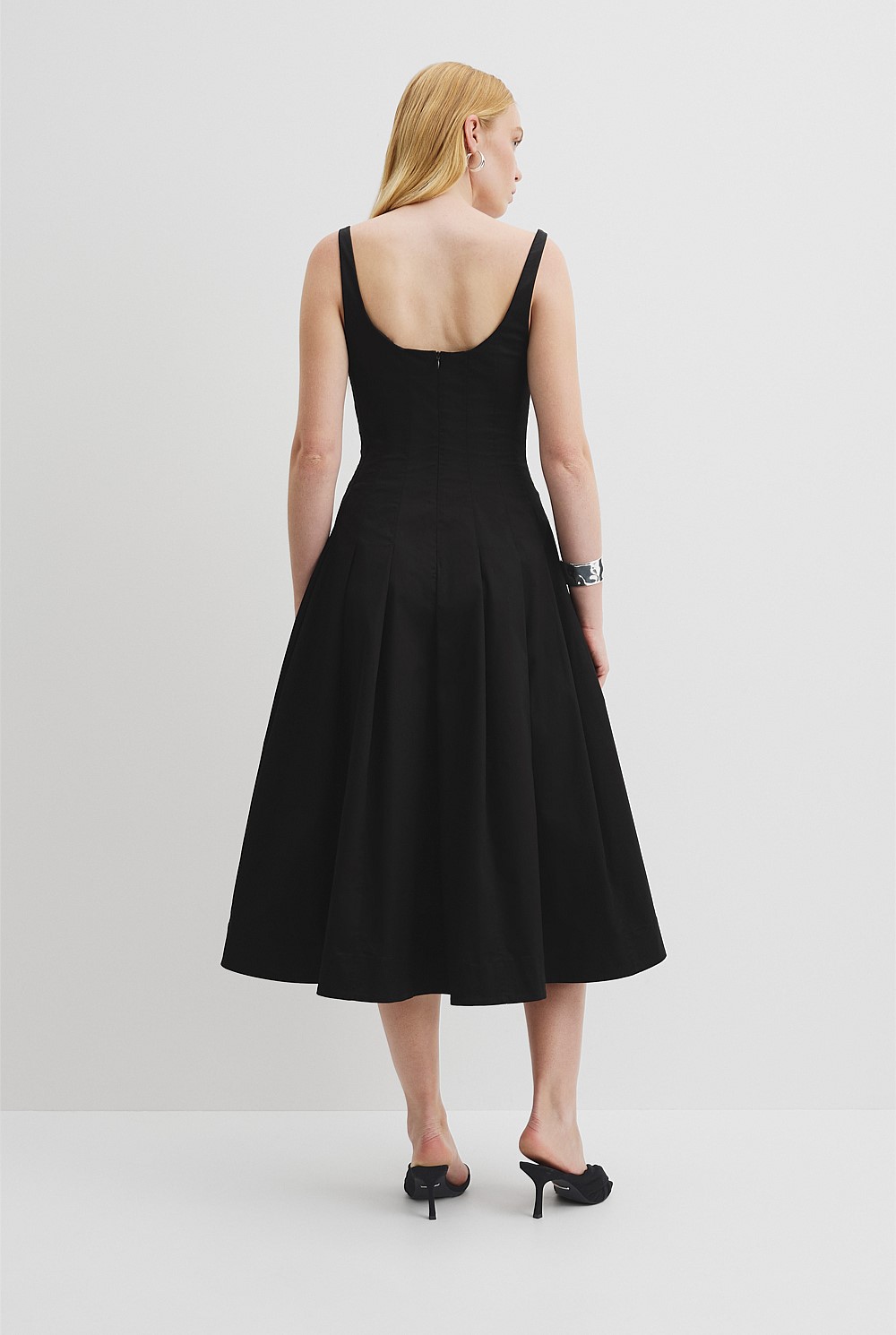 we wore what flare panel midi dress Black Fit And Flare Dress Short Sleeve Eyelet Fabric main image 1