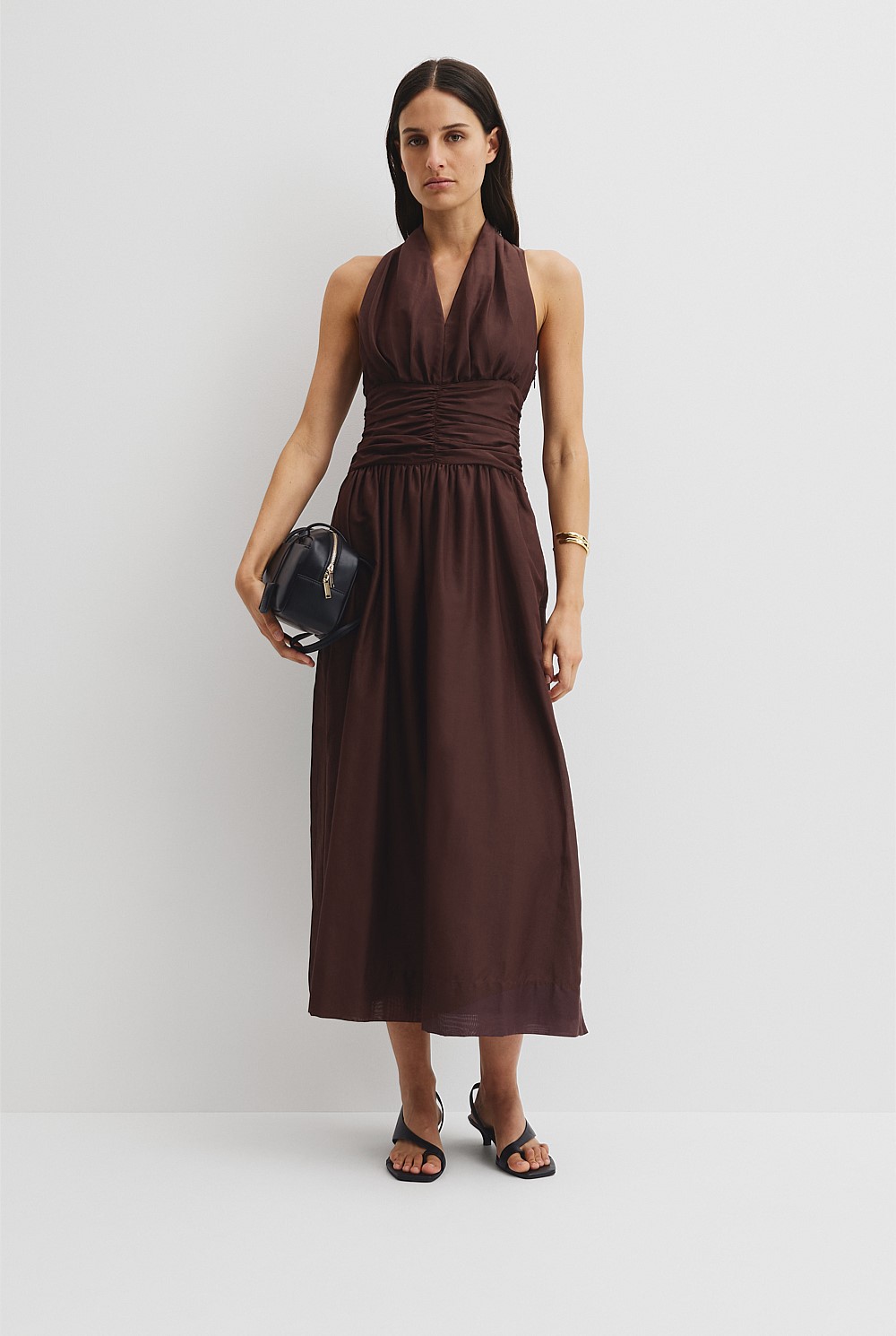 show me your mumu white halter dress Jasmine Halter Maxi Dress, in Champagne Luxe Satin main image 0