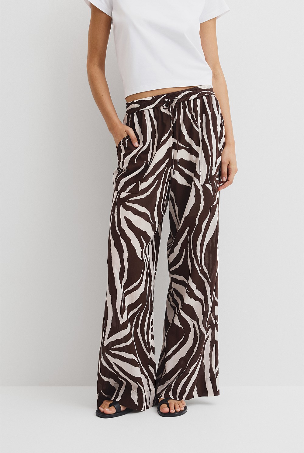 Mocha Animal Print Pull On Pant - Holiday | Country Road
