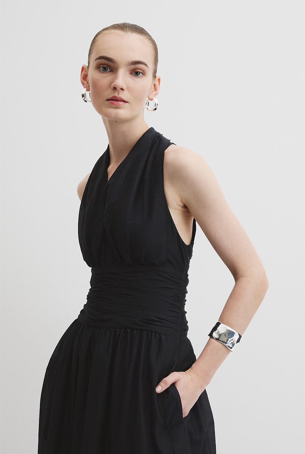 Black Gathered Halter Dress - Event | Country Road Black Gathered Halter Dress - Event | Country Road