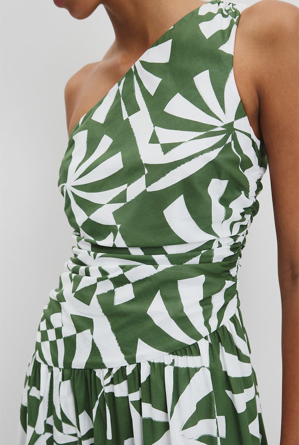 Fern Palm Geo Organically Grown Cotton Asymmetric Maxi Dress - Event | Country  Road