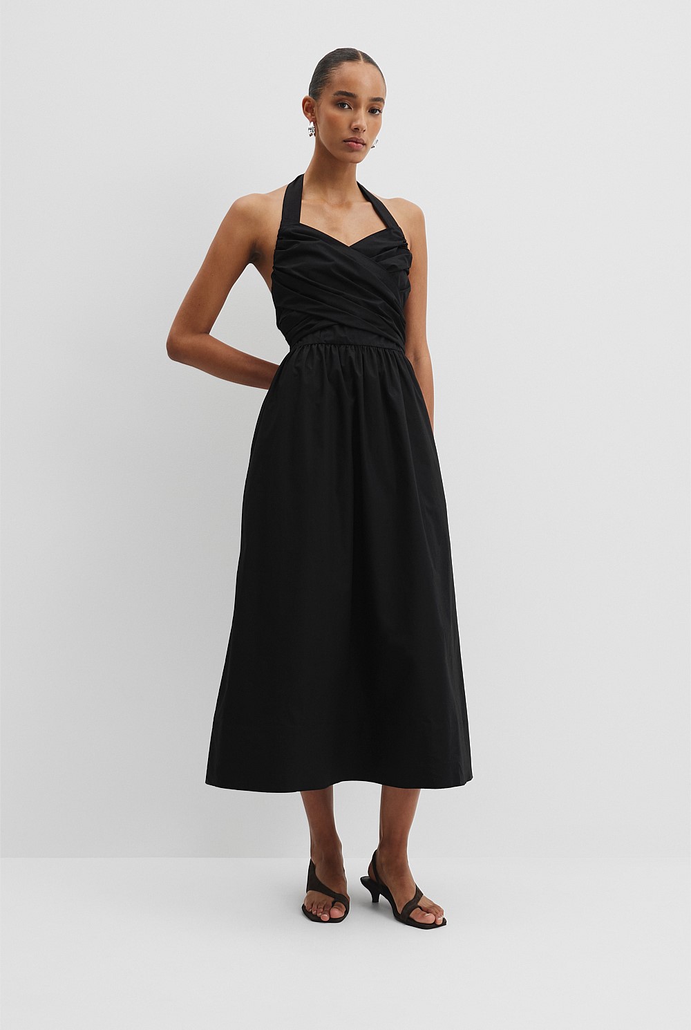 halter crossover dress White Crossover Halter Maxi Dress – Gabi Swimwear main image 1