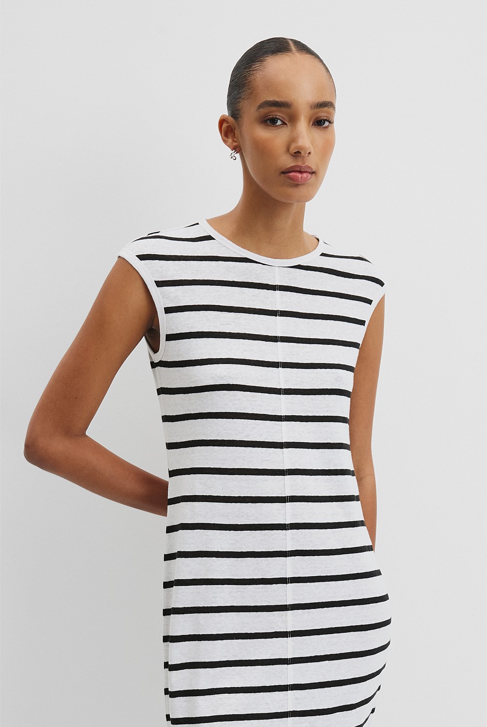 chinese dress ladies Black & White Striped Wrap Dress – Haute Glam Boutique