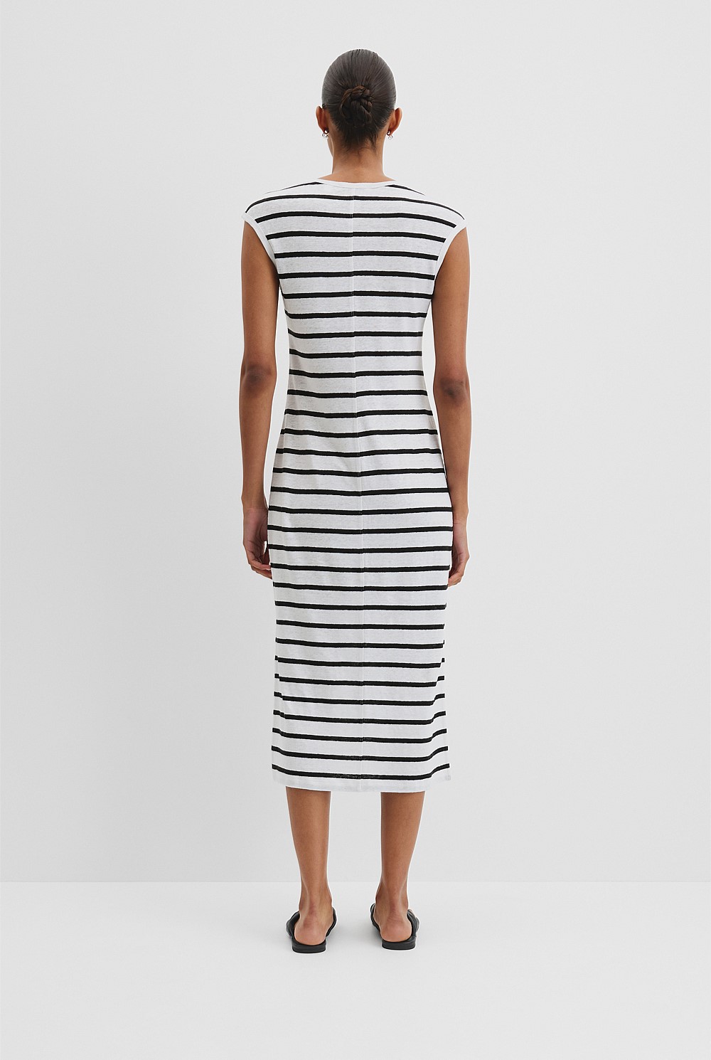 Black Stripe Stripe Linen Jersey Dress - Work | Country Road
