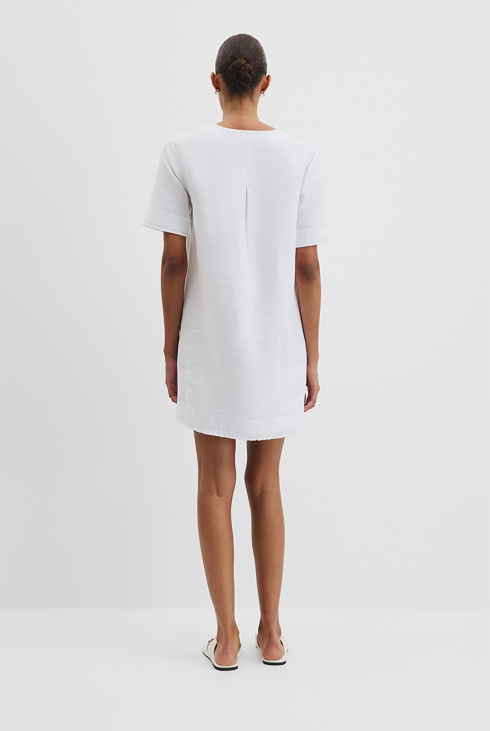 knee length dresses for ladies White Linen Tie Side Mini Dress main image 1
