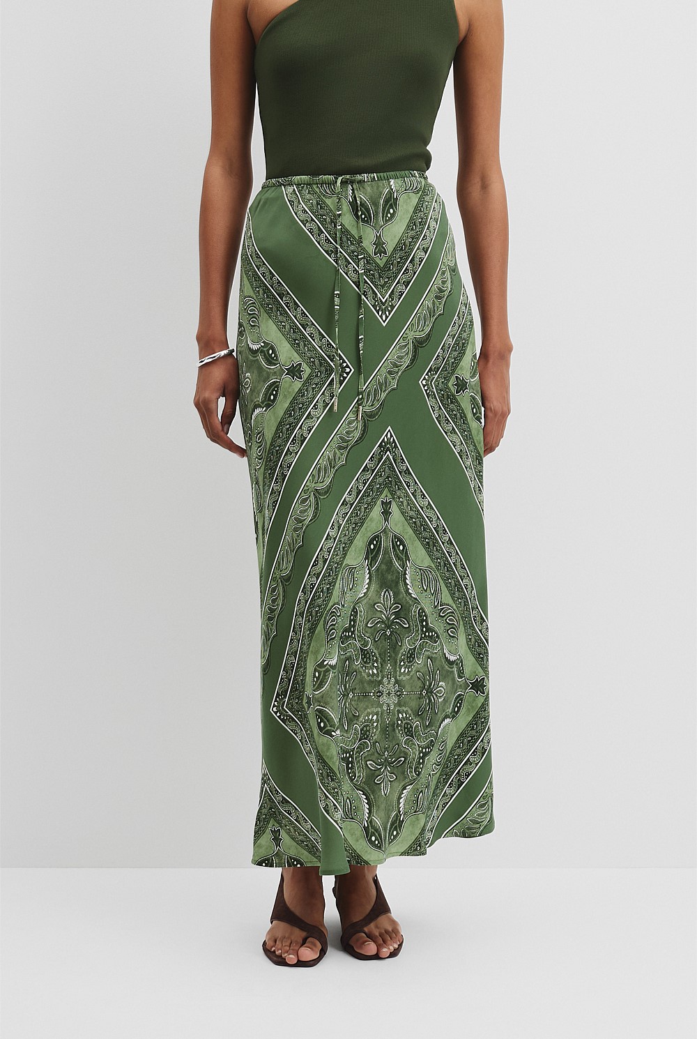 Fern Scarf Print Scarf Cupro Skirt - Event | Country Road