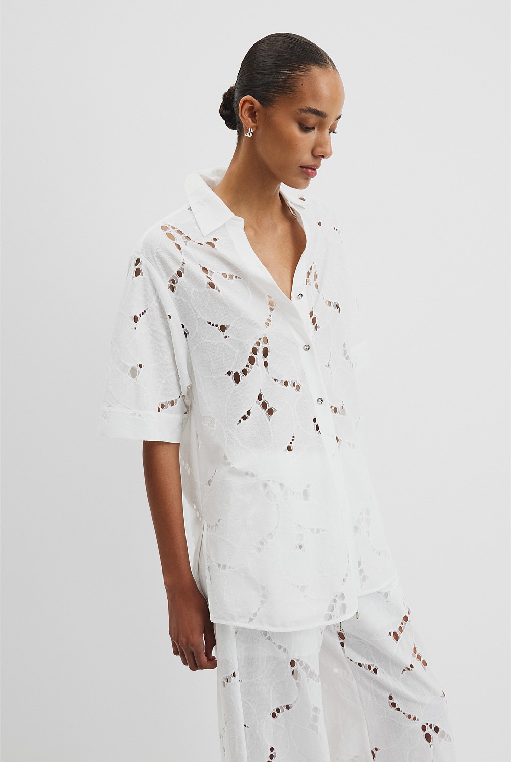 White Lace Longline Shirt - Coordinating Sets | Country Road