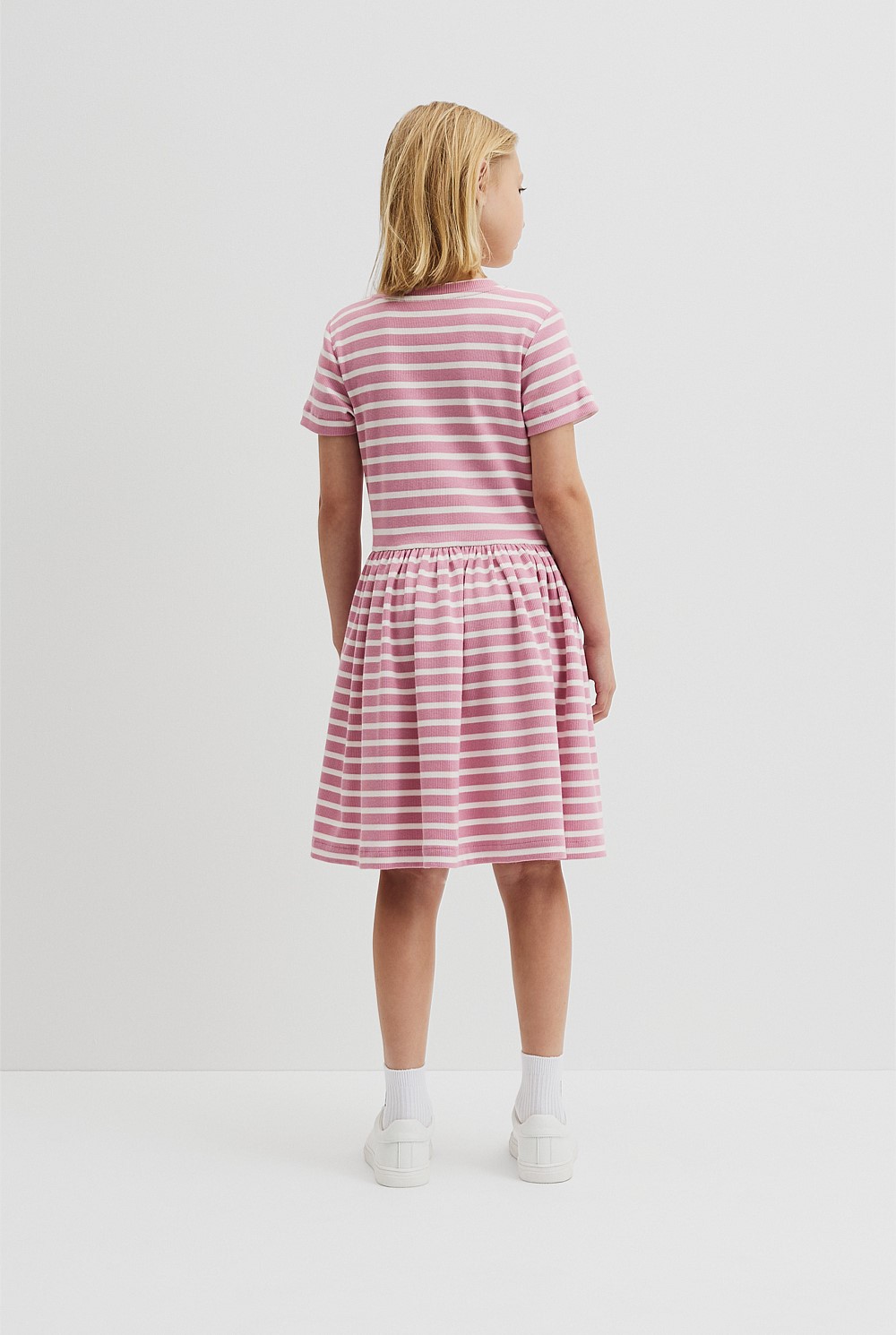 open lace back dress Hiroko Koshino Rib Knit Striped Shirt Dress