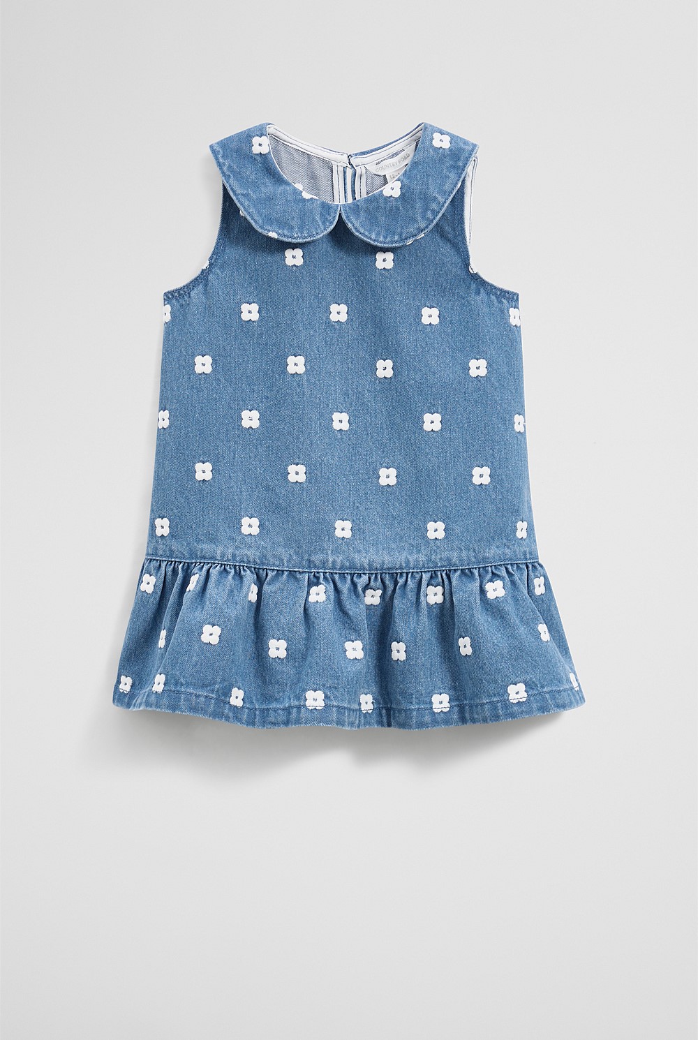 Mid Blue Wash Spot Embroidered Denim Mini Dress - Dresses | Country Road