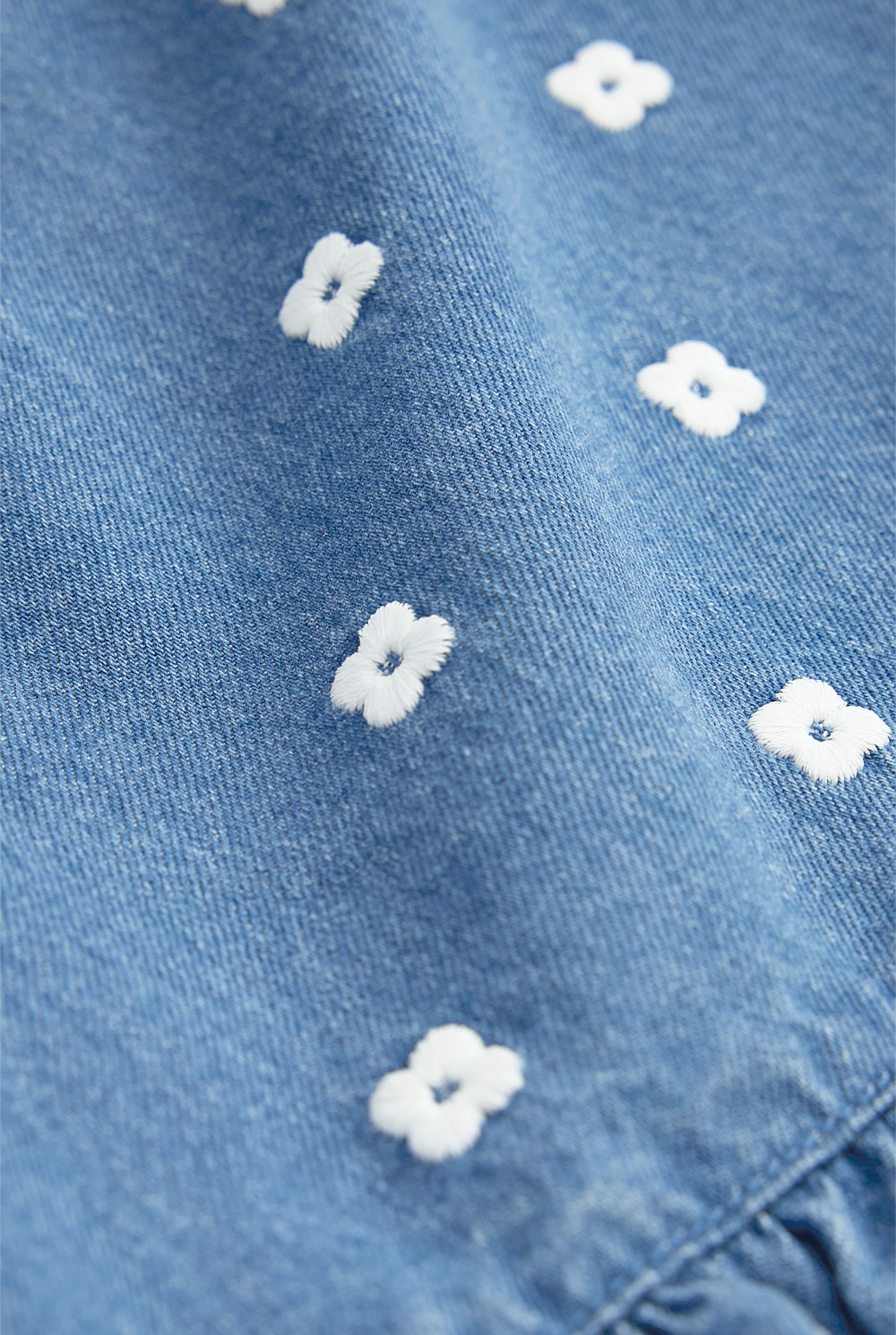 Mid Blue Wash Spot Embroidered Denim Mini Dress - Dresses | Country Road