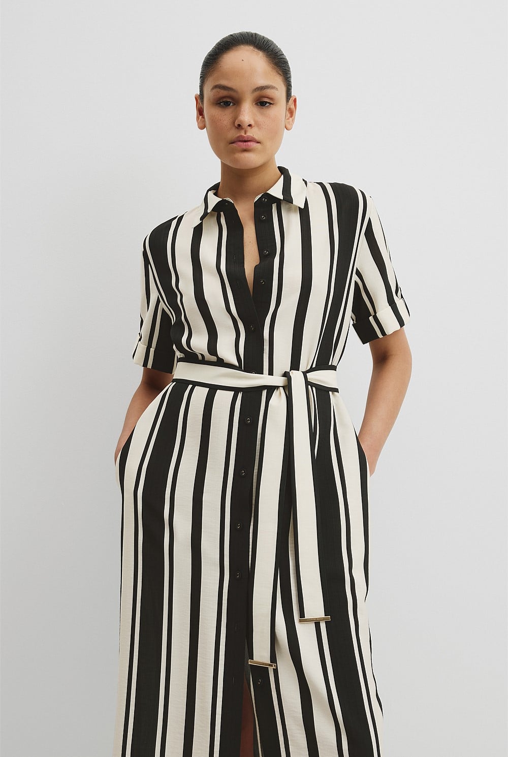 striped black and white shirt dress Black Striped T Shirt Dress